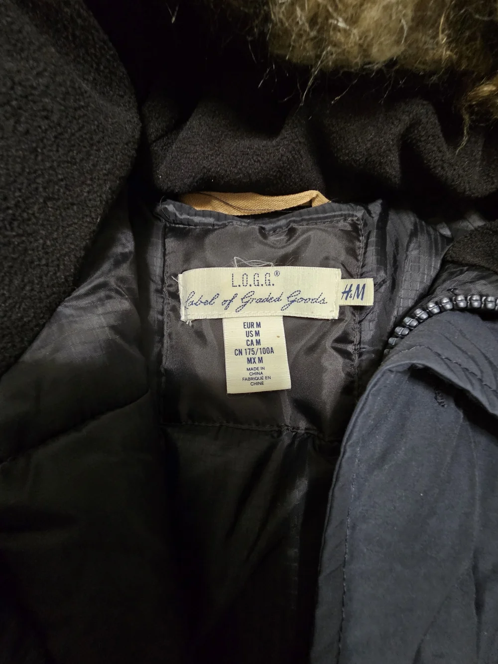 Men's Black Hooded Parka with Faux Fur Trim